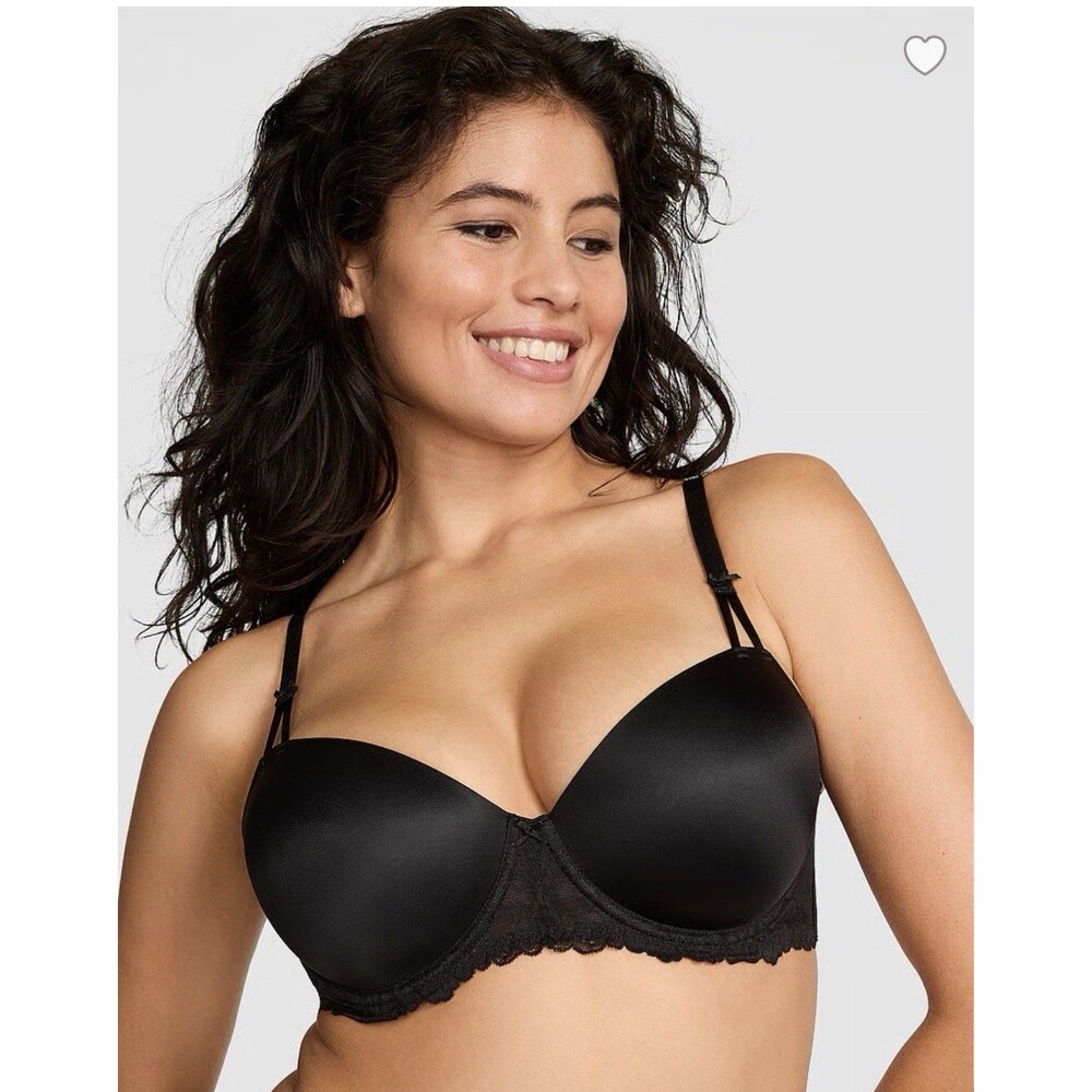 PINK Victoria’s Secret 32C Black Wink Push Up Balconette Bra NWT